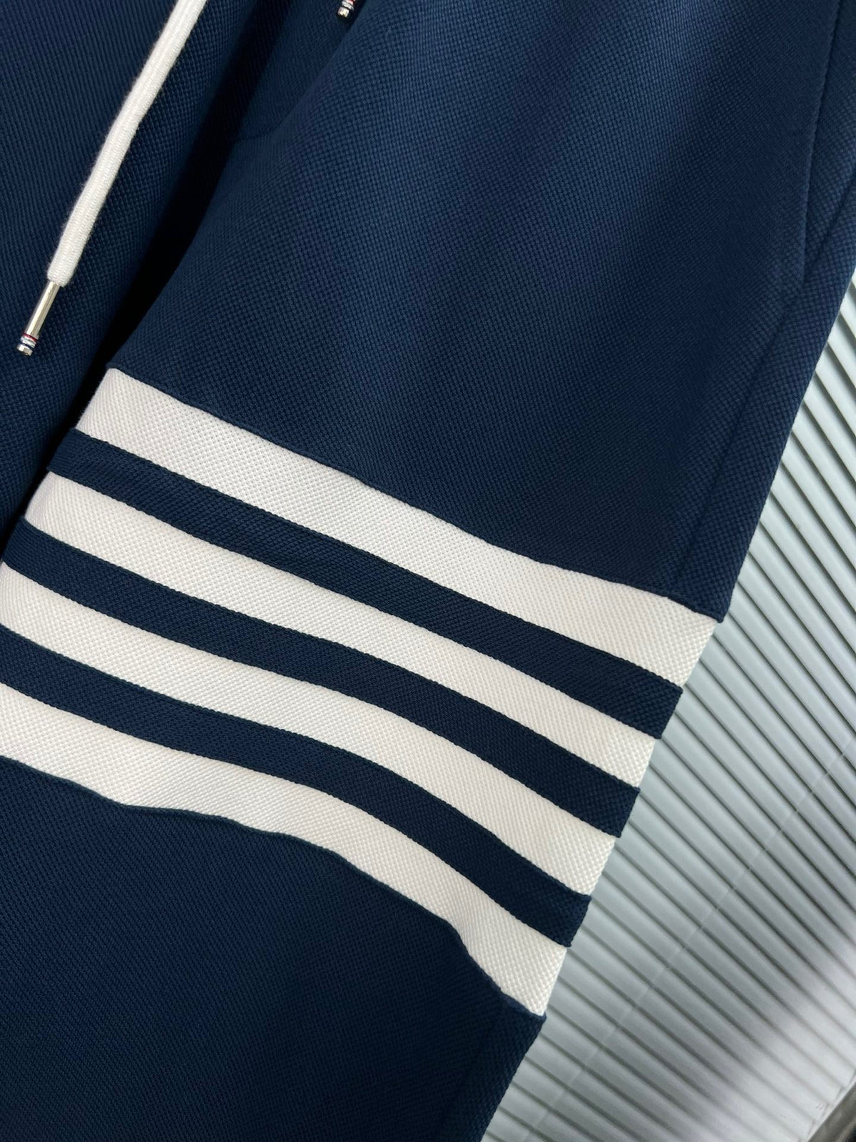 Navy Cotton Bar Stripe Joggers - Men's