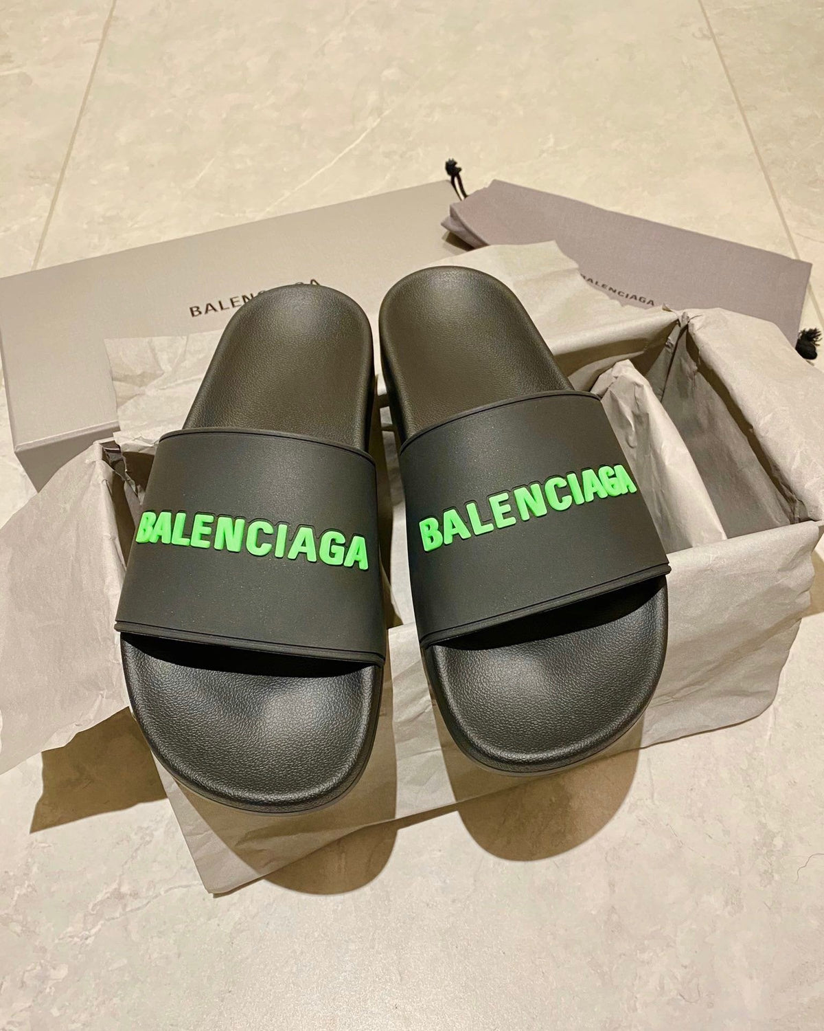 Khaki with Green Logo Slides