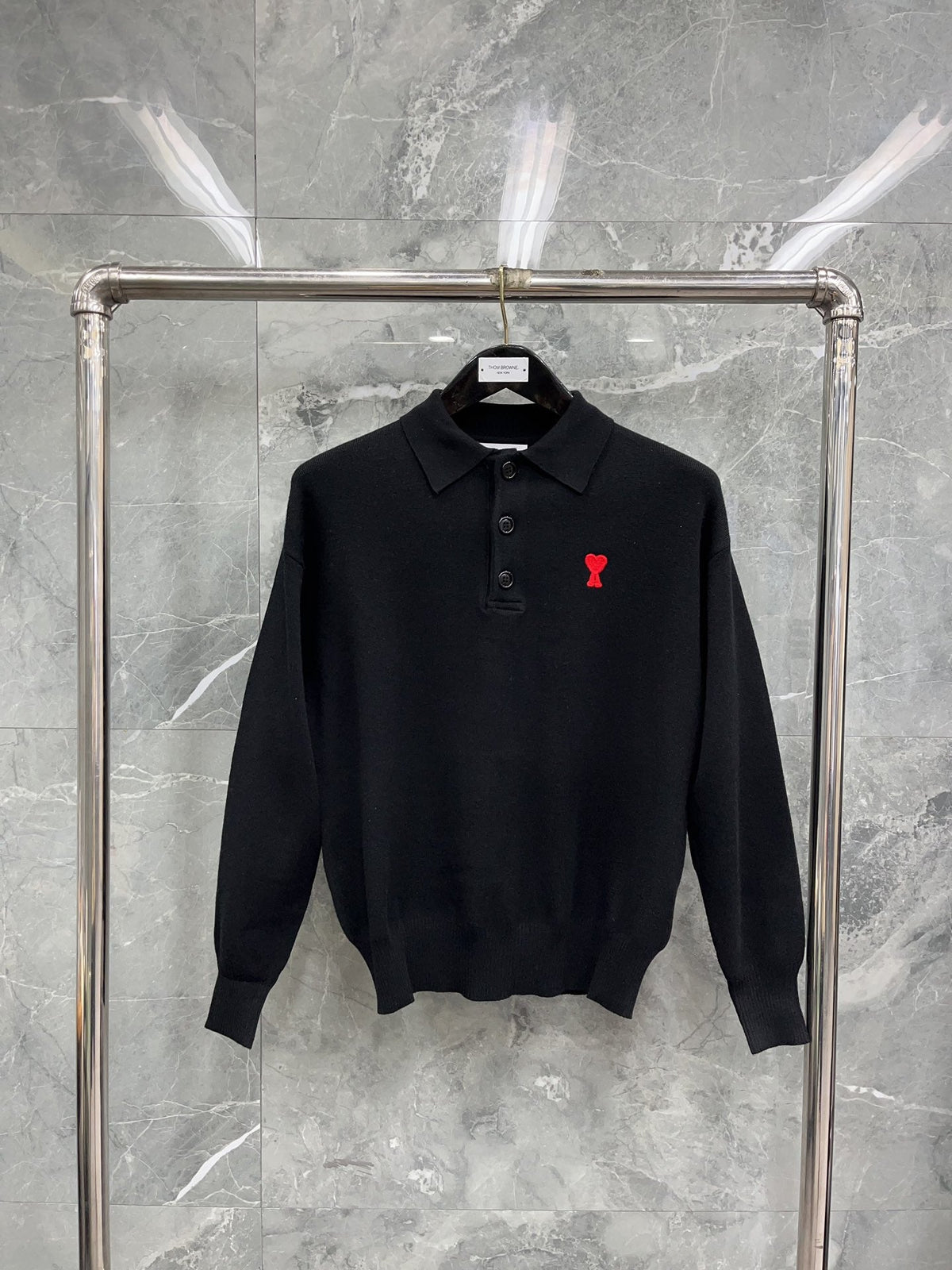 Cream Knit Heart Logo Long-Sleeve - Men's