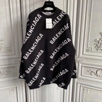 Schwarzes Jacquard-Rundhals-Sweatshirt mit Text-Print – Herren