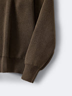 Cremefarbener Wollpullover mit Textlogo, Rundhalsausschnitt – Herren