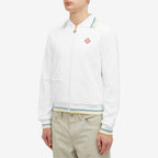 Weißer Strickblouson mit Streifenbesatz – Herren