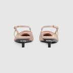 Women's slingback suede pump – this pair of slingback shoes are presented in a light shade of rose mesh with – LUX VERSE Luxury Designer Fashion Outlet