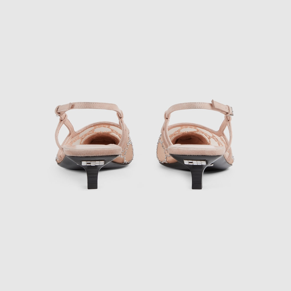 Women's slingback suede pump – this pair of slingback shoes are presented in a light shade of rose mesh with – LUX VERSE Luxury Designer Fashion Outlet