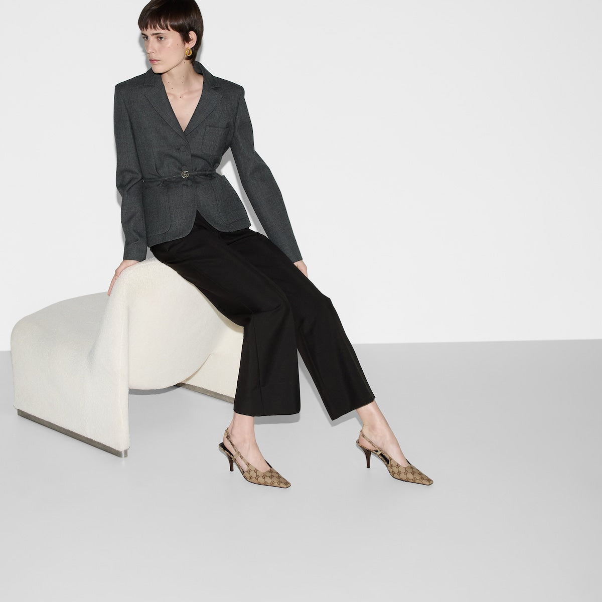 Women's GG canvas slingback pump – the new idea of femininity shows glamorous details, such as lace, crystals and sheer – LUX VERSE Luxury Designer Fashion Outlet