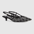 Women's slingback motif pump – this pair of slingback shoes are presented in black mesh with a sparkling GG motif – LUX VERSE Luxury Designer Fashion Outlet