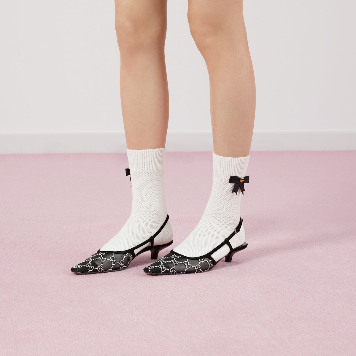 Women's slingback motif pump – the new idea of femininity shows glamorous details, such as lace, crystals and sheer – LUX VERSE Luxury Designer Fashion Outlet