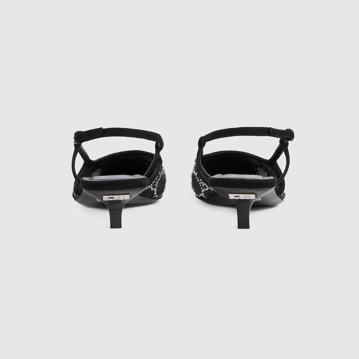 Women's slingback motif pump – this pair of slingback shoes are presented in black mesh with a sparkling GG motif – LUX VERSE Luxury Designer Fashion Outlet