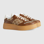 GG sneaker – beige and ebony Orignal GG canvas Women's Brown leather trim Lace-up closure Rubber – LUX VERSE Luxury Designer Fashion Outlet