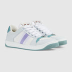 Women's Screener Classic Sneaker – light blue and white canvas Women's and lilac Web Light blue leather – LUX VERSE Luxury Designer Fashion Outlet