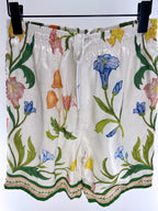 Botanical Print Silk Shorts - Men's