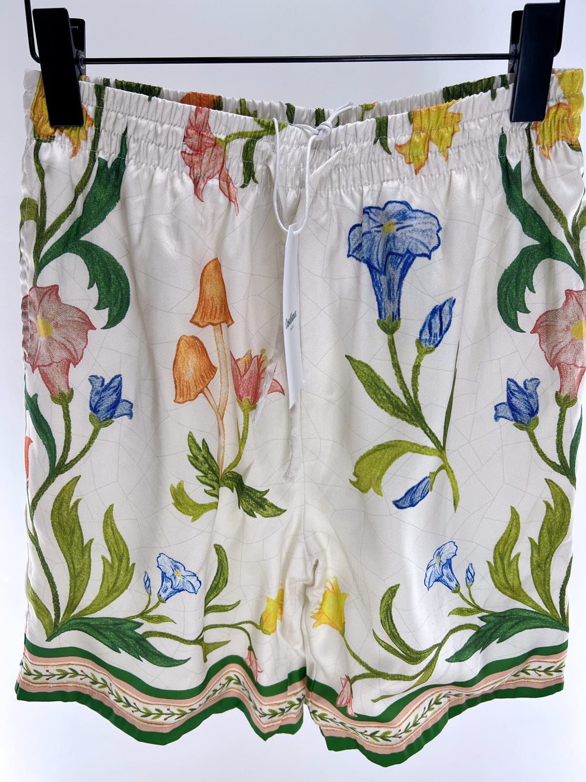 Botanical Print Silk Shorts - Men's