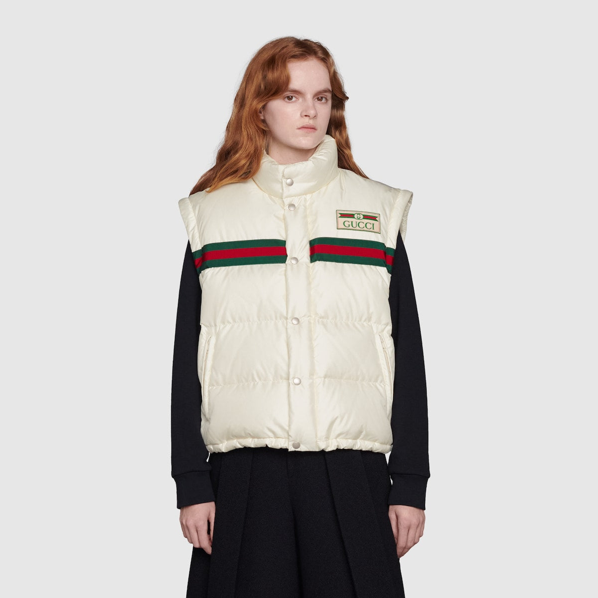 Padded nylon bomber jacket with Web – crafted from white nylon satin, this jacket is padded with goose down for extra – LUX VERSE Luxury Designer Fashion Outlet