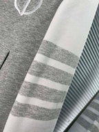 Graue Baumwoll-Fleecejacke mit Reißverschluss und Colourblock-Design – Herren