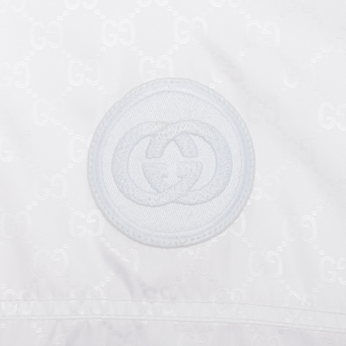 Nylon GG jacquard jacket – crafted from white nylon GG jacquard, this jacket exhibits the contemporary mix – LUX VERSE Luxury Designer Fashion Outlet