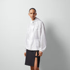 Nylon GG jacquard jacket – crafted from white nylon GG jacquard, this jacket exhibits the contemporary mix – LUX VERSE Luxury Designer Fashion Outlet
