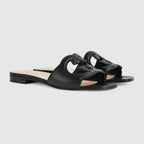 Women's Slide leather with Interlocking G – an ode to timeless elegance, the Love Parade collection explores archival symbols – LUX VERSE Luxury Designer Fashion Outlet