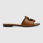 Slide leather sandal with Interlocking G – inspired by the summer spirit and beach clubs on the Italian coast, this item is – LUX VERSE Luxury Designer Fashion Outlet
