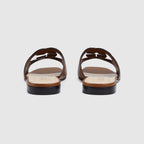 Slide leather sandal with Interlocking G – influenced by an archival design from the'70s-a hallmark era of the House, – LUX VERSE Luxury Designer Fashion Outlet