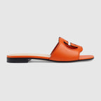 Women's slide suede sandal with Interlocking G – influenced by an archival design from the'70s-a hallmark era of the House, – LUX VERSE Luxury Designer Fashion Outlet