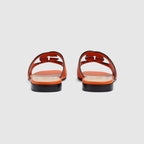 Women's slide suede sandal with Interlocking G – influenced by an archival design from the'70s-a hallmark era of the House, – LUX VERSE Luxury Designer Fashion Outlet