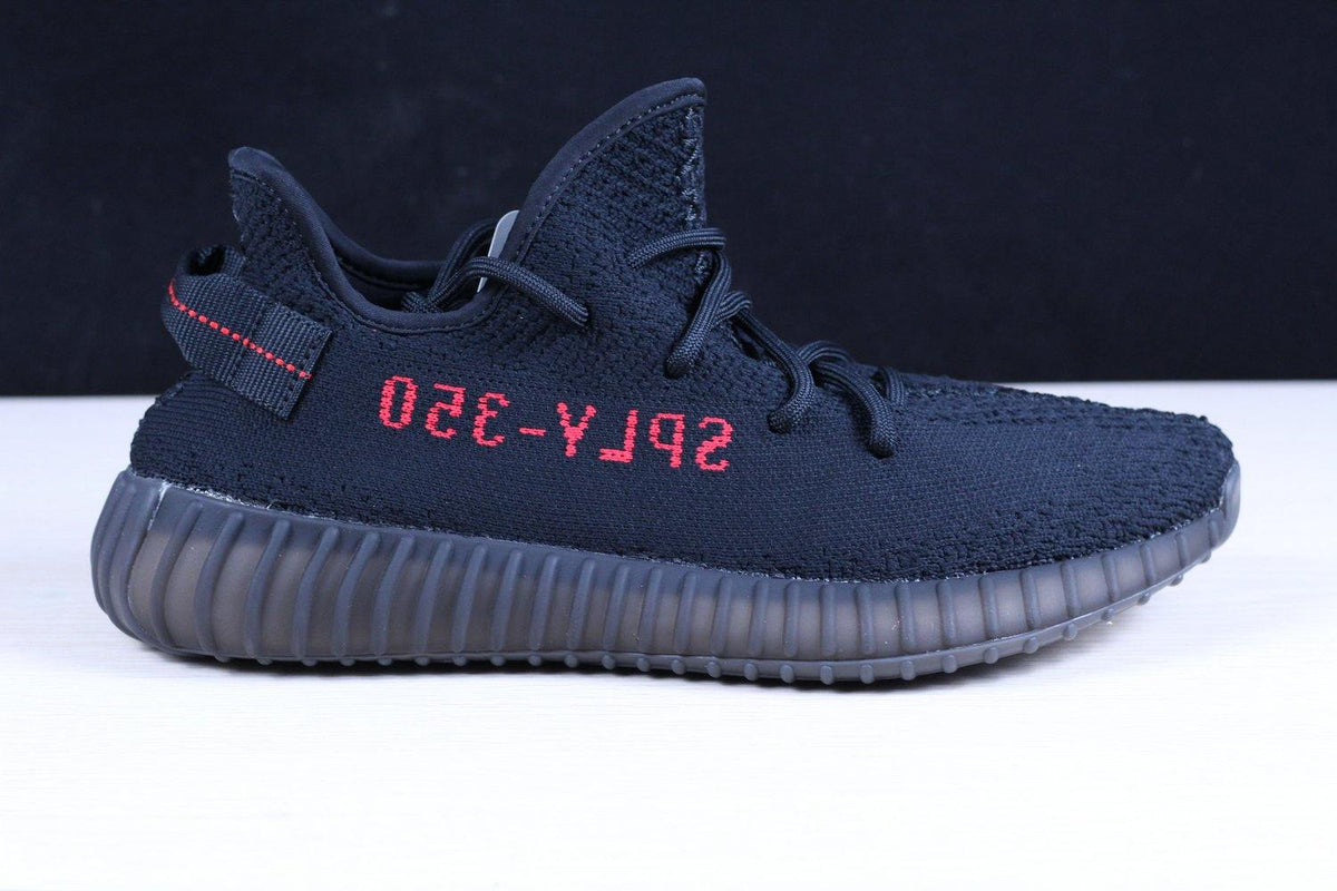 Yeezy 350 V2 Boost Bred Black and Red Sneakers