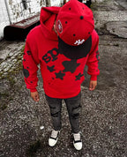 Roter Baumwollpullover mit Sternenprint – Herren