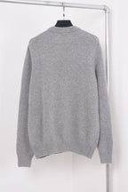 Graues Langarmshirt aus Baumwolle mit Brustlogo – Herren