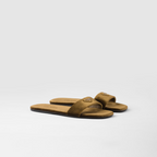Flat velvet slides – the flat, sleek silhouette with square toe is completed by the iconic signature – LUX VERSE Luxury Designer Fashion Outlet