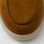 Suede Leathers Sabots – upper with leather band Apron with pinched stitch seam Leather lining Enameled metal – LUX VERSE Luxury Designer Fashion Outlet