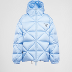 Oversized Re-Nylon Gabardine down jacket – medium-length down jacket Goose down padding Hooded collar Long sleeves Elasticized – LUX VERSE Luxury Designer Fashion Outlet