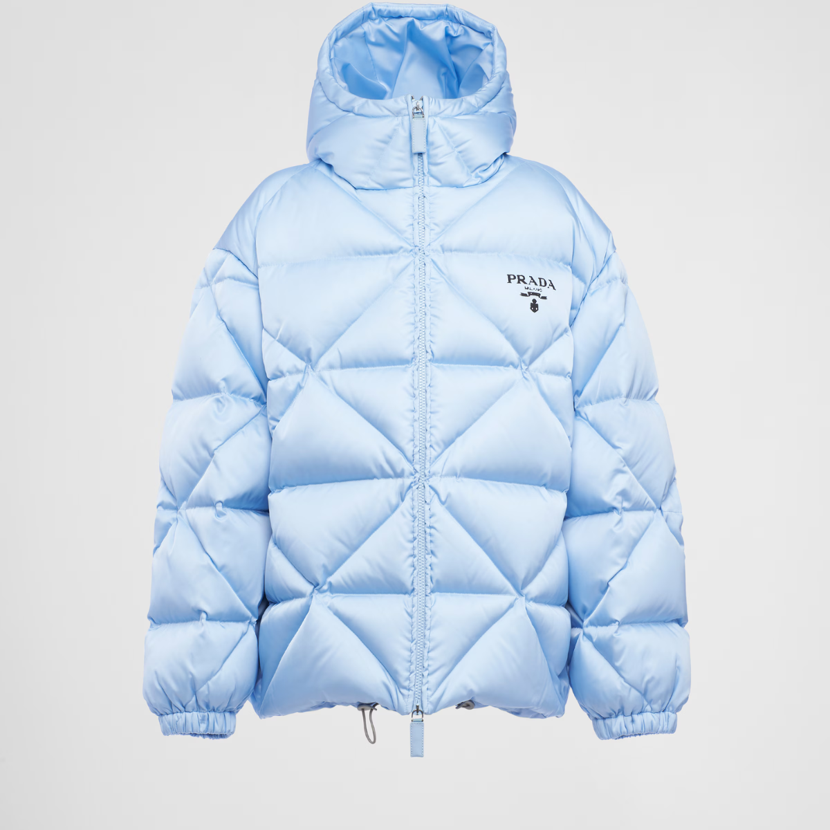 Oversized Re-Nylon Gabardine down jacket – medium-length down jacket Goose down padding Hooded collar Long sleeves Elasticized – LUX VERSE Luxury Designer Fashion Outlet