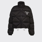 Re-Nylon Gabardine cropped down jacket – cropped down jacket Goose down padding Stand-up collar Long sleeves Elasticized – LUX VERSE Luxury Designer Fashion Outlet