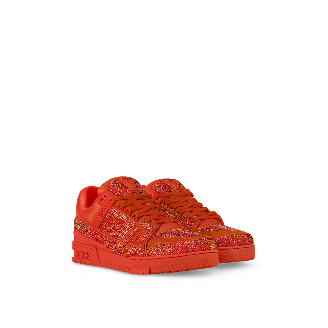 Trainer Sneaker Orange Crystal – this exceptional interpretation of the Trainer sneaker is covered in sparkling – LUX VERSE Luxury Designer Fashion Outlet