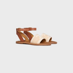 LYMPIA SANDAL in TRIOMPHE JACQUARD CANVAS & CALFSKIN – sHAPEENGRAVED ADJUSTABLE BUCKLESLIGHTY PADDED LEATHER INSOLERUBBER OUTSOLE – LUX VERSE Luxury Designer Fashion Outlet
