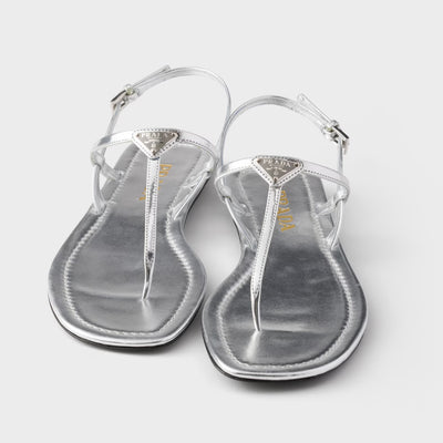 Patent leather thong sandals