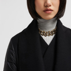 Wool Felt Cape – crafted from wool felt and longue saison Down-filled Elasticized belt Logo patch – LUX VERSE Luxury Designer Fashion Outlet