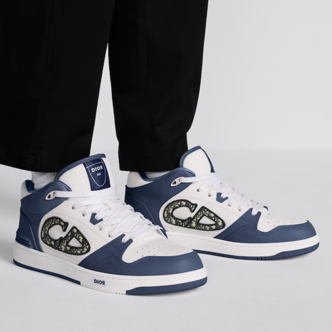 B57 Mid-Top Sneaker – crafted in smooth calfskin, the style is adorned with Oblique jacquard CD signature – LUX VERSE Luxury Designer Fashion Outlet