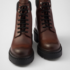 Leather and Re-Nylon booties – leather lining Hot-stamped logo Polyester laces Boot leg: 14 cm Monoblock rubber – LUX VERSE Luxury Designer Fashion Outlet