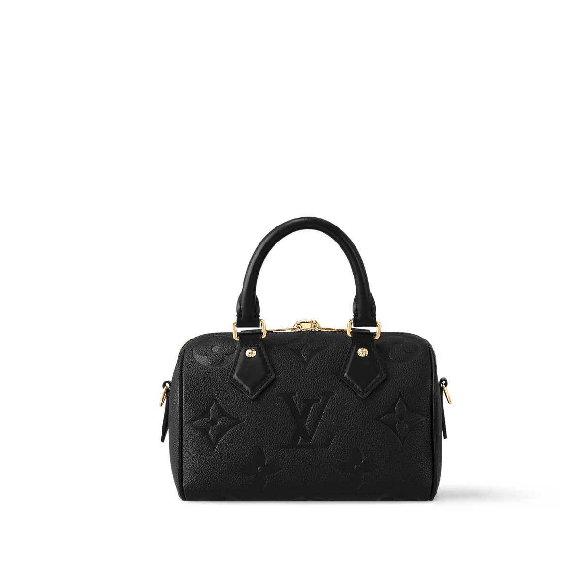 Speedy Bandoulière 20 Black – the hardware and padlock are a golden color – LUX VERSE Luxury Designer Fashion Outlet