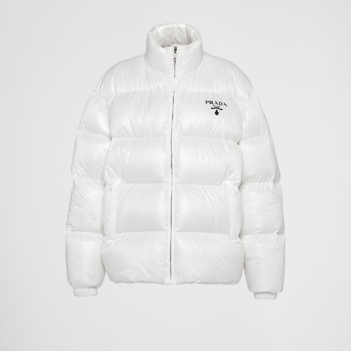 Re-Nylon hooded goose down jacket – medium down jacket Goose down padding Stand-up collar Long sleeves Elasticized cuff – LUX VERSE Luxury Designer Fashion Outlet