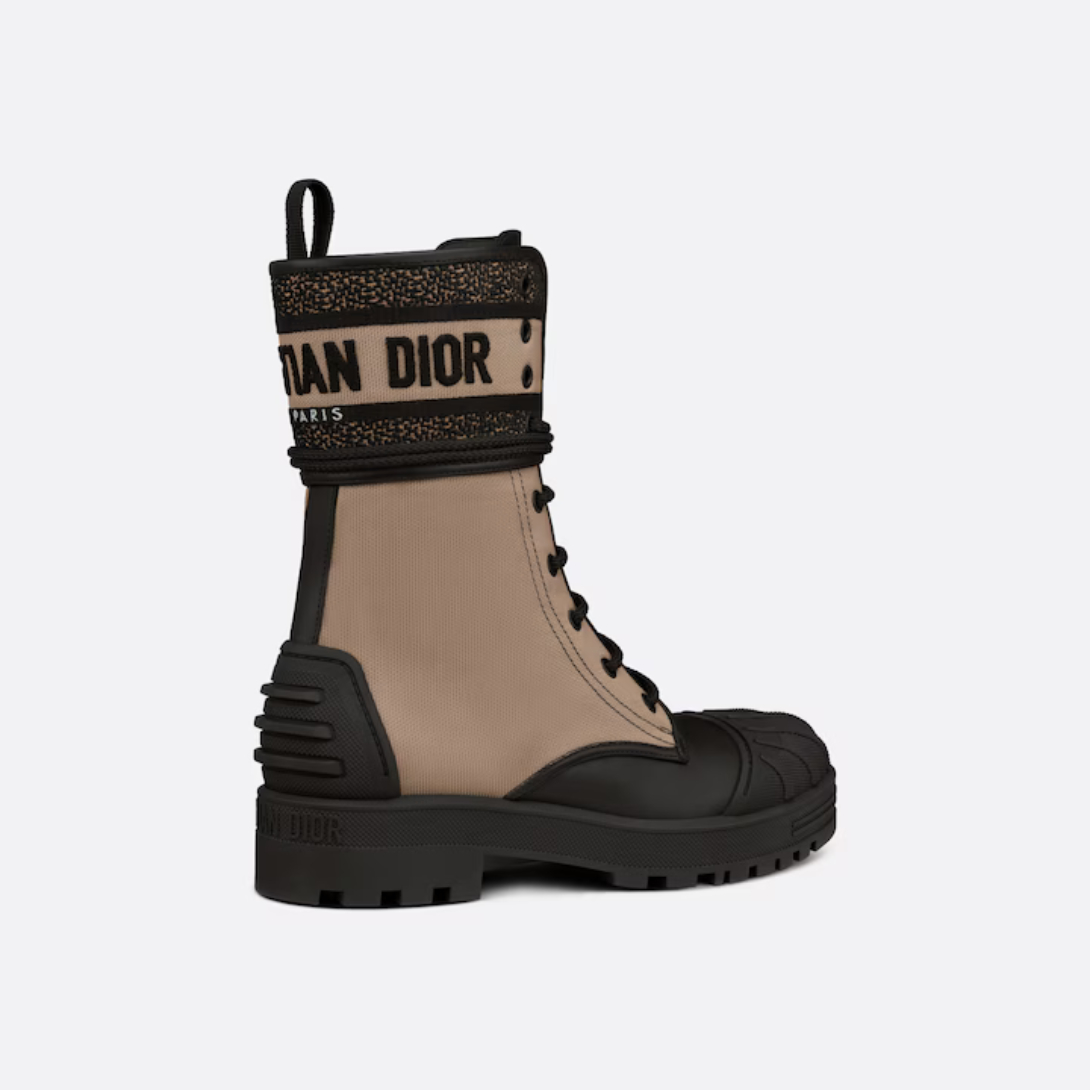 D-Major Ankle Christian Boot – the black technical fabric and calfskin laced style is embellished with a Christian – LUX VERSE Luxury Designer Fashion Outlet