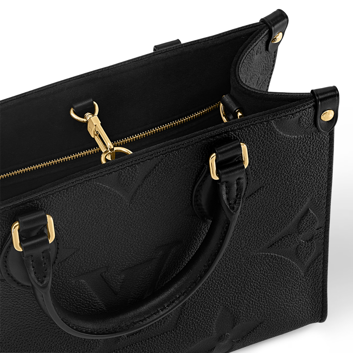 OnTheGo P Black – articulated top handles and an adjustable removable strap offer a variety of carry – LUX VERSE Luxury Designer Fashion Outlet