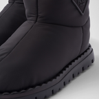 Re-Nylon booties – embossed rubber triangle logo 10 cm boot leg 20 mm rubber sole Lug tread Leather – LUX VERSE Luxury Designer Fashion Outlet