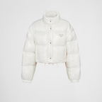 Re-Nylon cropped convertible down jacket – cropped fit Goose-down padding Stand-up collar Detachable sleeves Elasticized cuffs – LUX VERSE Luxury Designer Fashion Outlet