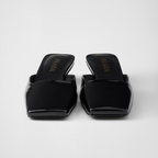 Patent leather mule – leather sole with hot-stamped logo Varnished heel with logo, height 35 mm Imported – LUX VERSE Luxury Designer Fashion Outlet