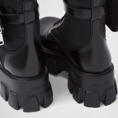 Monolith leather and Re-Nylon boots with pouch - LUX VERSE - Luxury designer fashion outlet