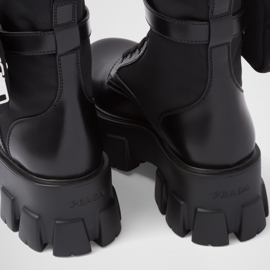 Monolith leather and Re-Nylon boots with pouch - LUX VERSE - Luxury designer fashion outlet