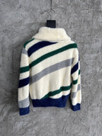 Cremefarbener Strickpullover mit Streifen und Reißverschluss – Herren