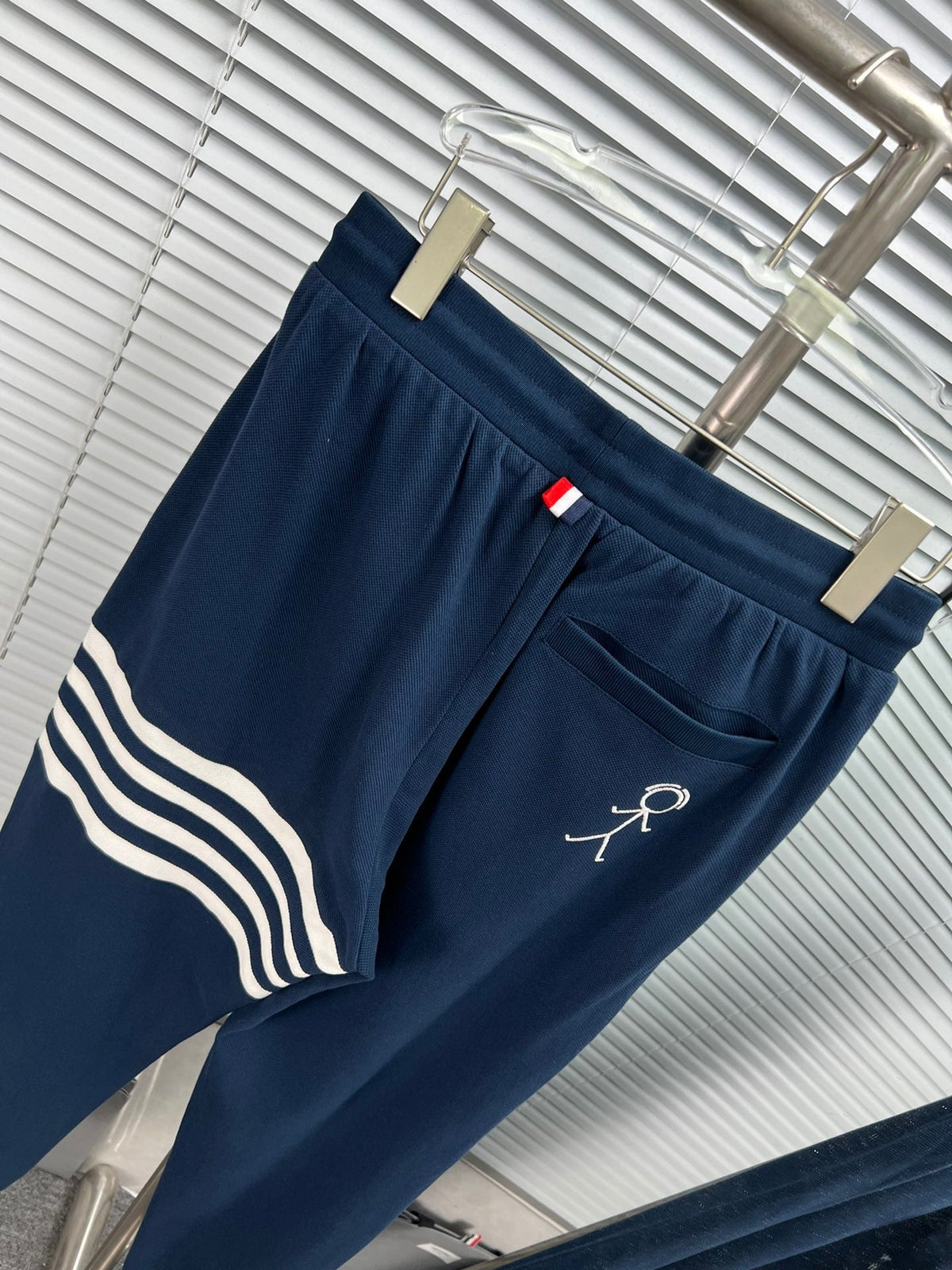 Navy Cotton Bar Stripe Joggers - Men's